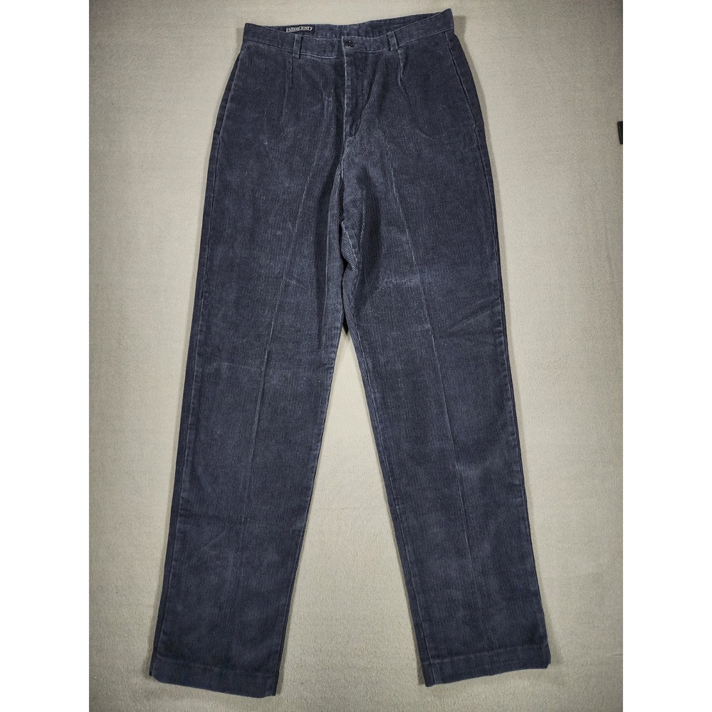 Lands' End Women's Vintage Corduroy Navy Blue Pleated Size 10 Regular Trouser